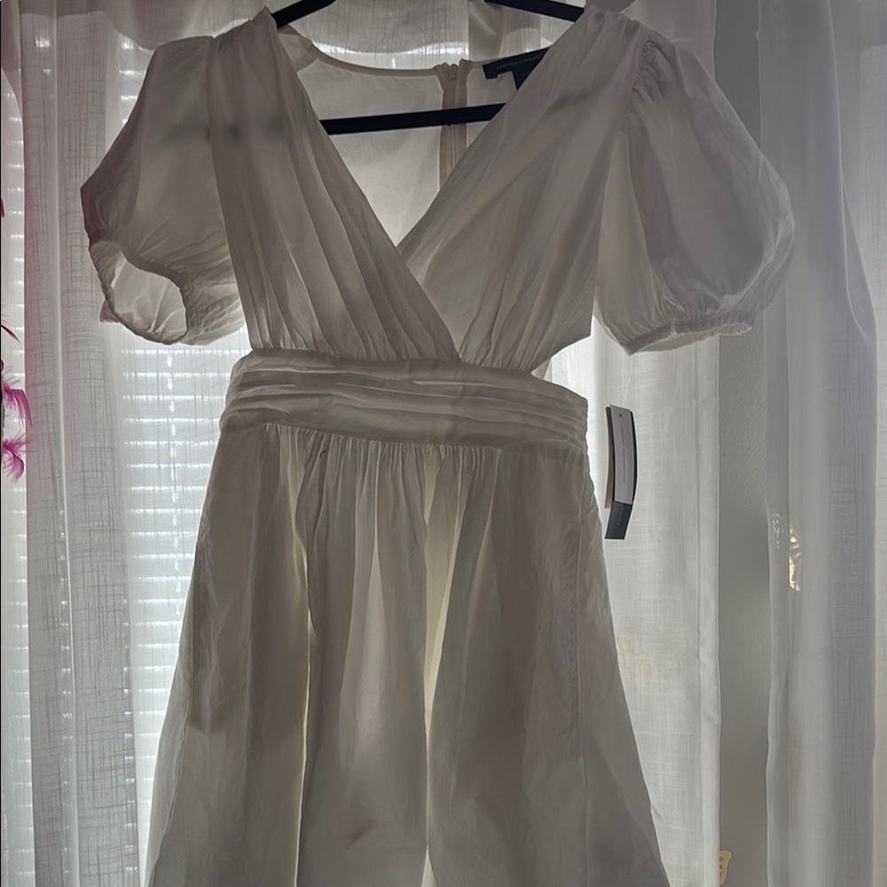 French Connection Cream Puff Sleeve Mini Dress for Weddings